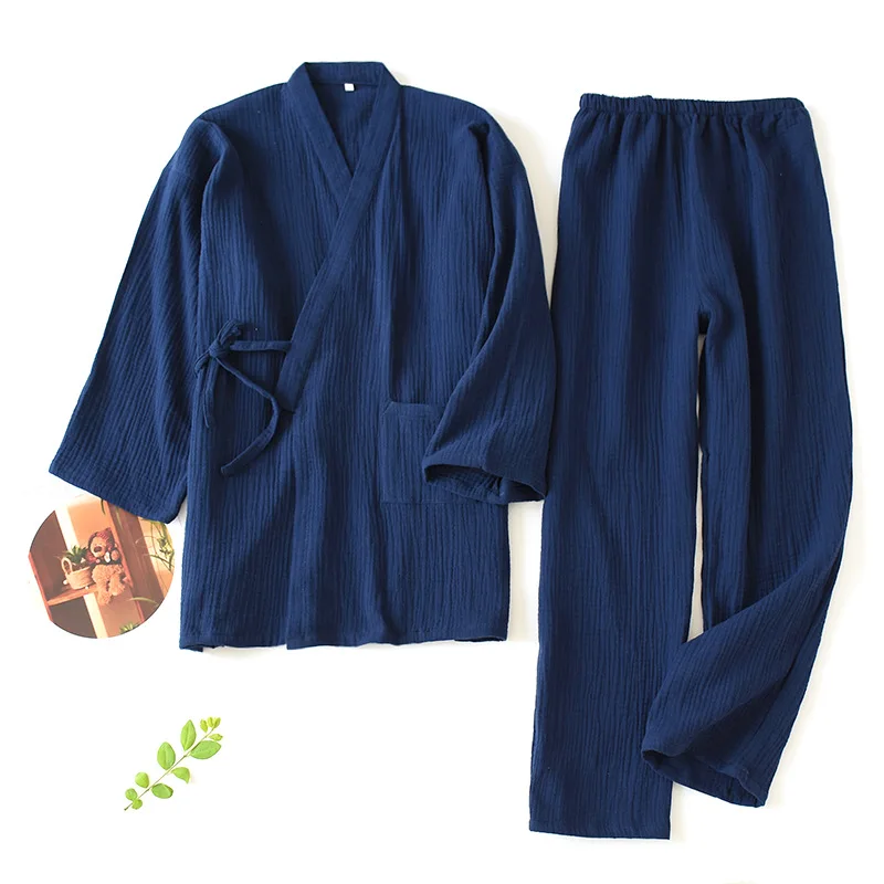 2026 Japanese Kimono Set 100%Cotton Pajamas Two-piece Couple Yukata Loose Men's And Women's Sweat Steaming Suit Home Service Set - Image 4